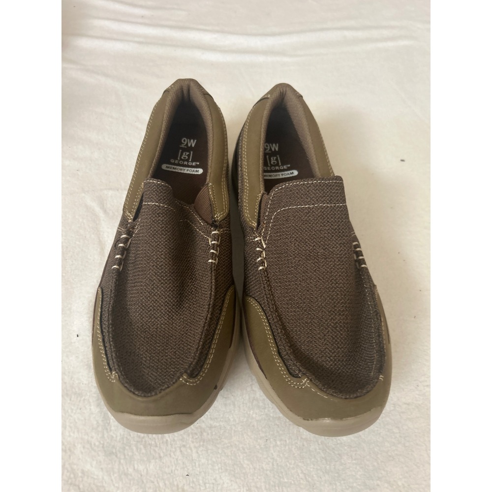 George Mens Brown‎ Slip On Loafers Memory Foam Comfort Size 9 Wide